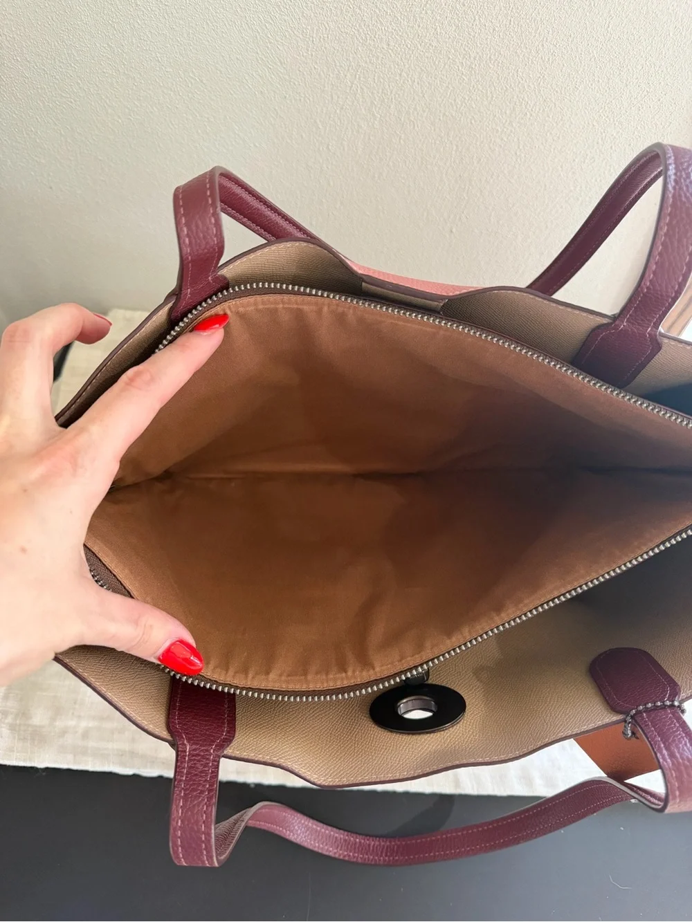 Coach Willow Tote With Pink Colorblock Coated Canvas Leather